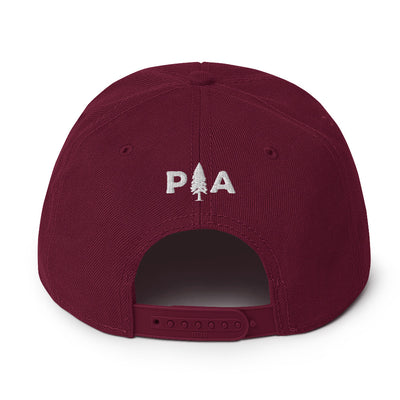 PA Tree embroidered on back of snapback hat