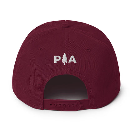 PA Tree embroidered on back of snapback hat