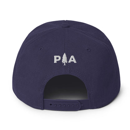 PA Tree embroidered on back of premium snapback hat