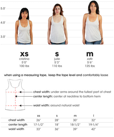 womens triblend tank size chart