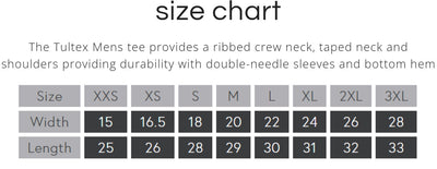 Tultex brand t-shirt size chart