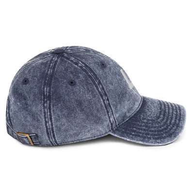 profile view of La Honda SHIFT logo from crown moto embroidered in 3D on the front of vintage baseball cap