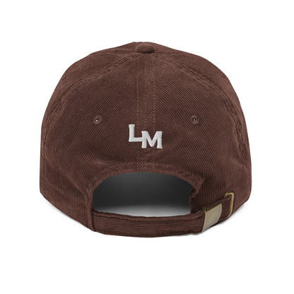loma mar "slow your roll" vintage corduroy hat back with LM embroidered and buckle adjustment