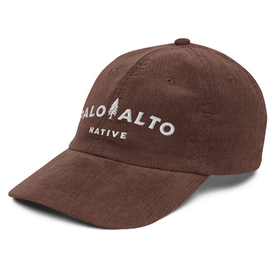 Product mock-up of vintage corduroy palo alto native hat