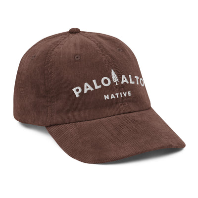 Product mock-up of vintage corduroy palo alto native hat