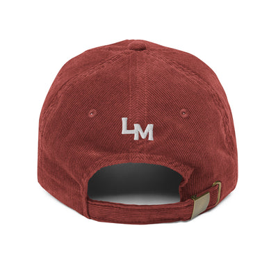 loma mar "slow your roll" vintage corduroy hat back with LM embroidered and buckle adjustment