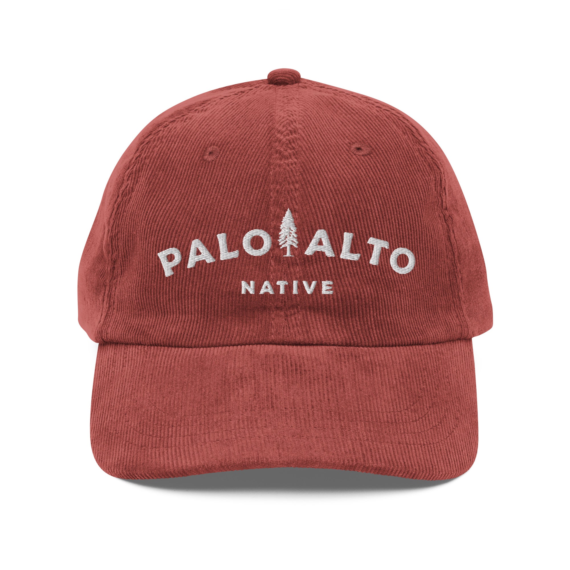 Product mock-up of vintage corduroy palo alto native hat