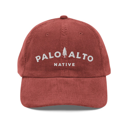 Product mock-up of vintage corduroy palo alto native hat