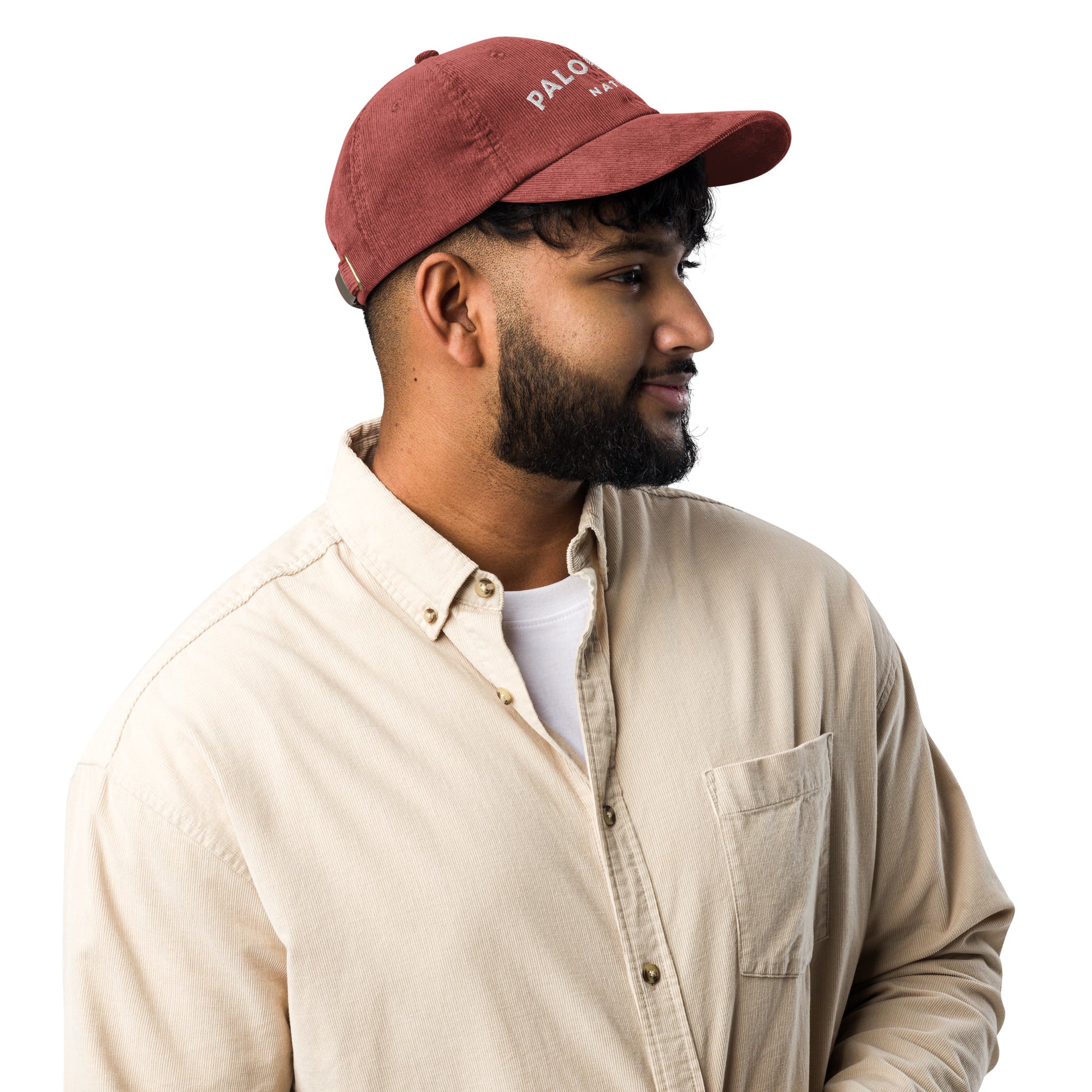 Male model wearing vintage corduroy palo alto native hat