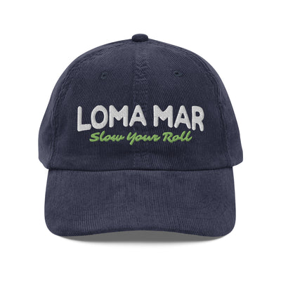 loma mar "slow your roll" vintage corduroy embroidered hat 