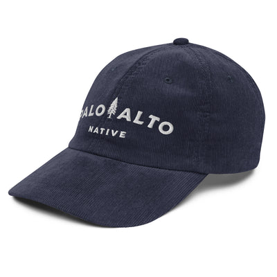 Product mock-up of vintage corduroy palo alto native hat