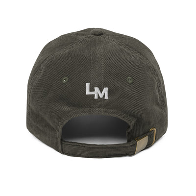 loma mar "slow your roll" vintage corduroy hat back with LM embroidered and buckle adjustment