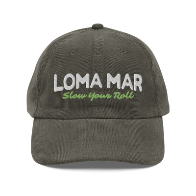 loma mar "slow your roll" vintage corduroy embroidered hat 