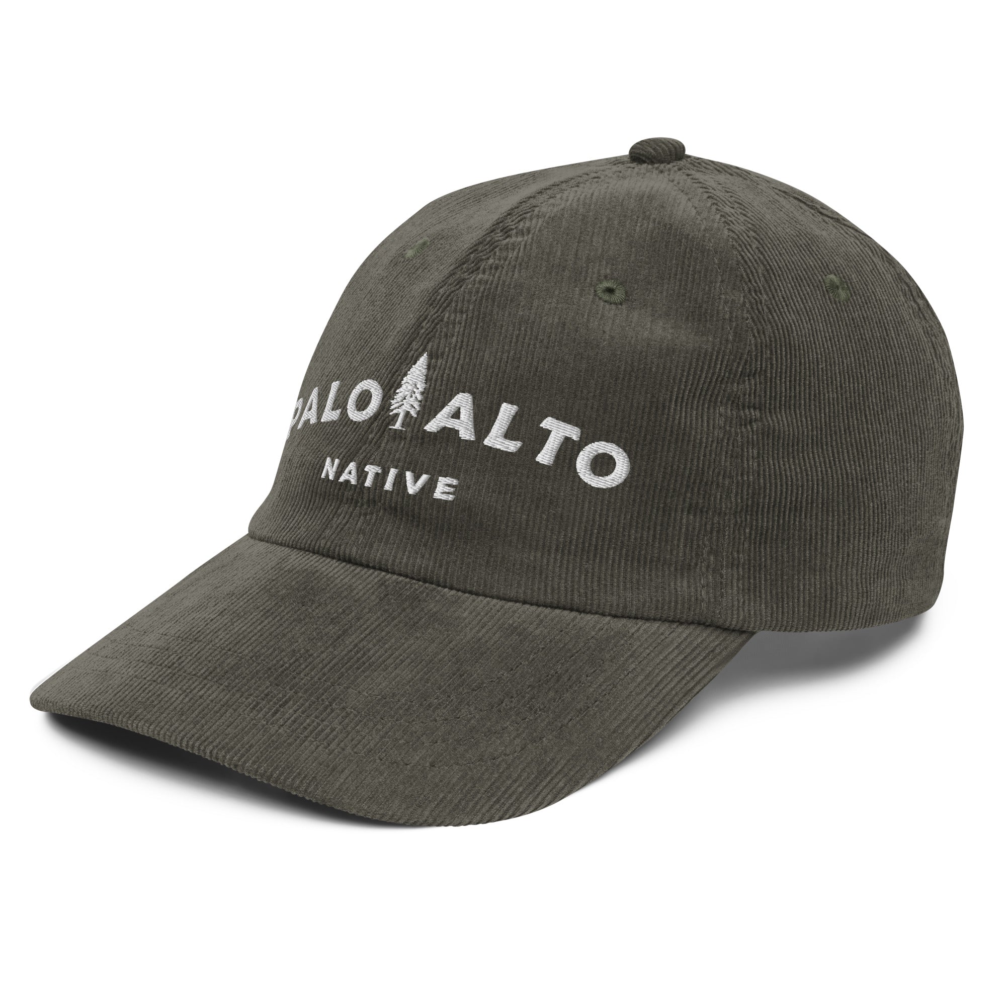 Product mock-up of vintage corduroy palo alto native hat