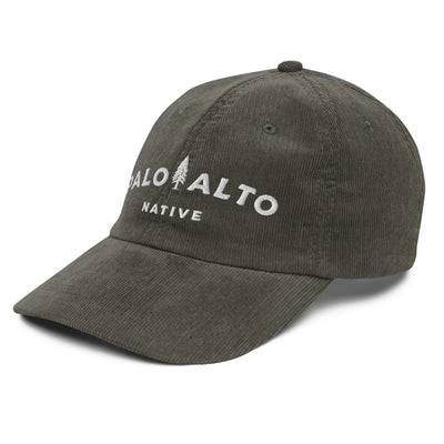 Product mock-up of vintage corduroy palo alto native hat