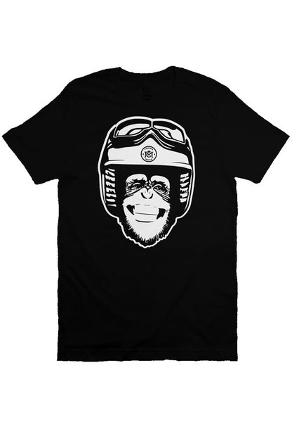 Original Moto Monkey design printed in white ink on chest of premium unisex short sleeve t-shirt
