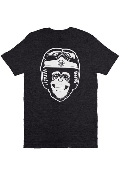 Original Moto Monkey design printed in white ink on chest of premium unisex short sleeve t-shirt