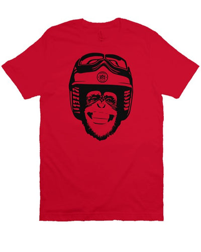 Original Moto Monkey design printed in black ink on chest of premium unisex short sleeve t-shirt