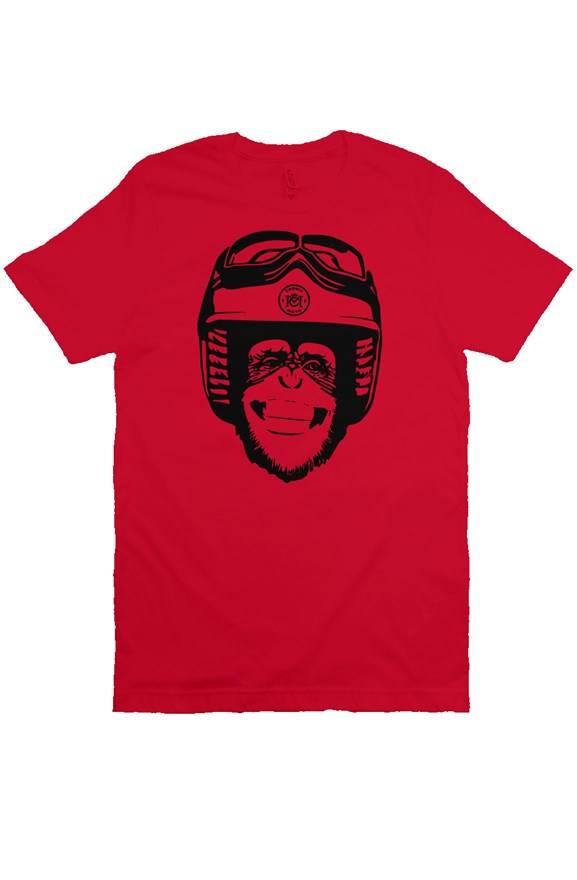 Original Moto Monkey design printed in black ink on chest of premium unisex short sleeve t-shirt