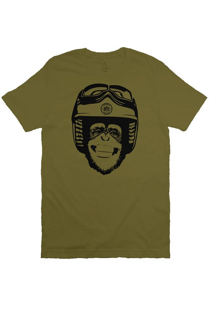 Original Moto Monkey design printed in black ink on chest of premium unisex short sleeve t-shirt