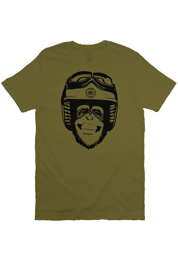 Original Moto Monkey design printed in black ink on chest of premium unisex short sleeve t-shirt