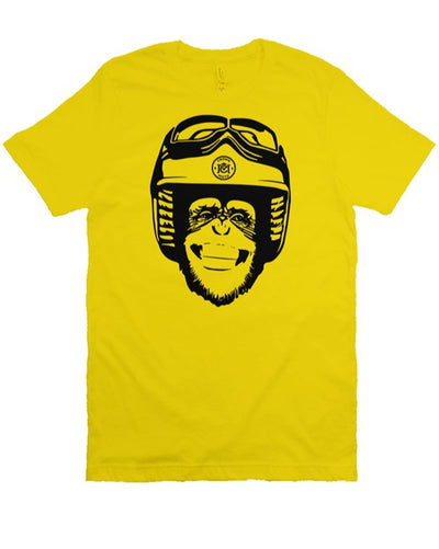 Original Moto Monkey design printed in black ink on chest of premium unisex short sleeve t-shirt