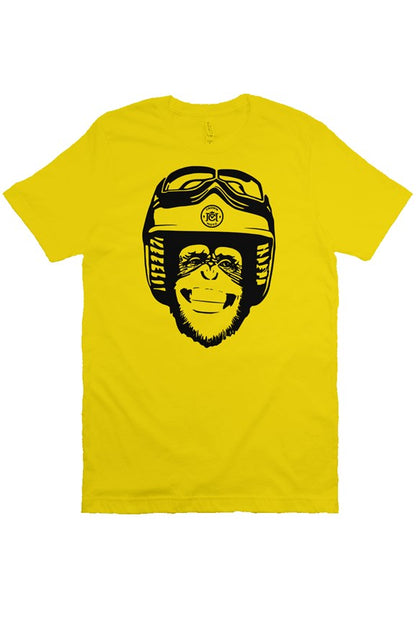 Original Moto Monkey design printed in black ink on chest of premium unisex short sleeve t-shirt