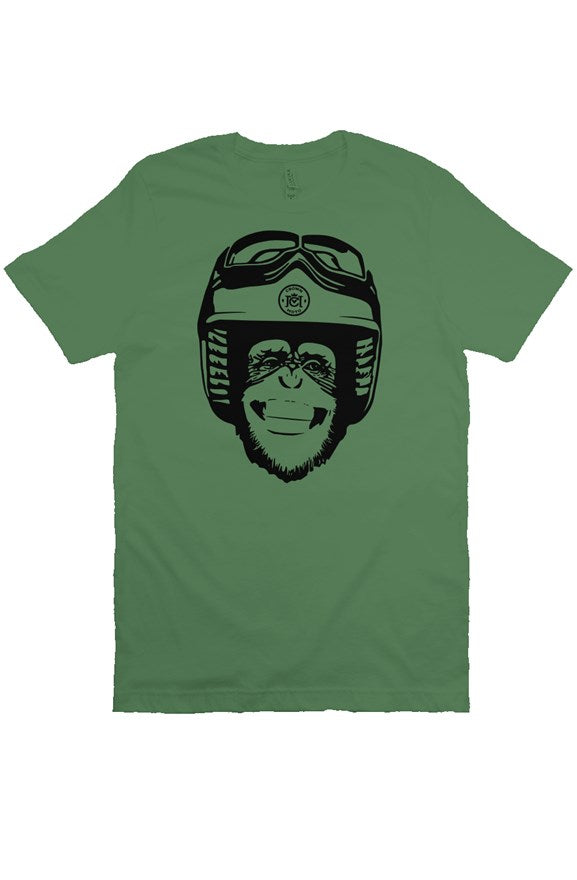 Original Moto Monkey design printed in black ink on chest of premium unisex short sleeve t-shirt