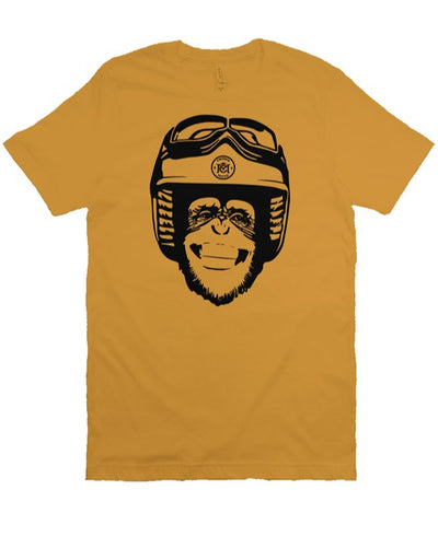 Original Moto Monkey design printed in black ink on chest of premium unisex short sleeve t-shirt