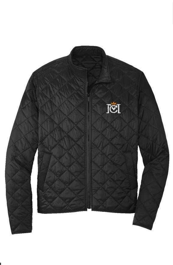 Trademarked Crown Moto logo embroidered on left chest of Quilted Full-Zip Jacket