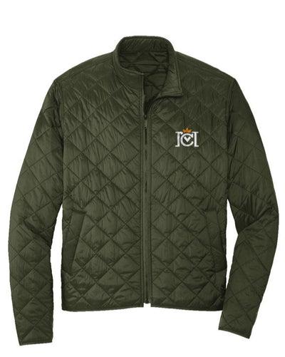 Trademarked Crown Moto logo embroidered on left chest of Quilted Full-Zip Jacket