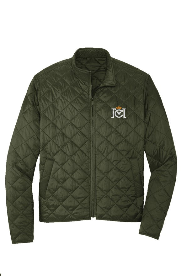 Trademarked Crown Moto logo embroidered on left chest of Quilted Full-Zip Jacket