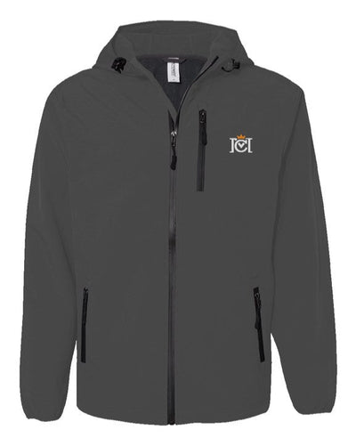 Trademarked Crown Moto logo embroidered on left chest of Poly-Tech Soft Shell Jacket