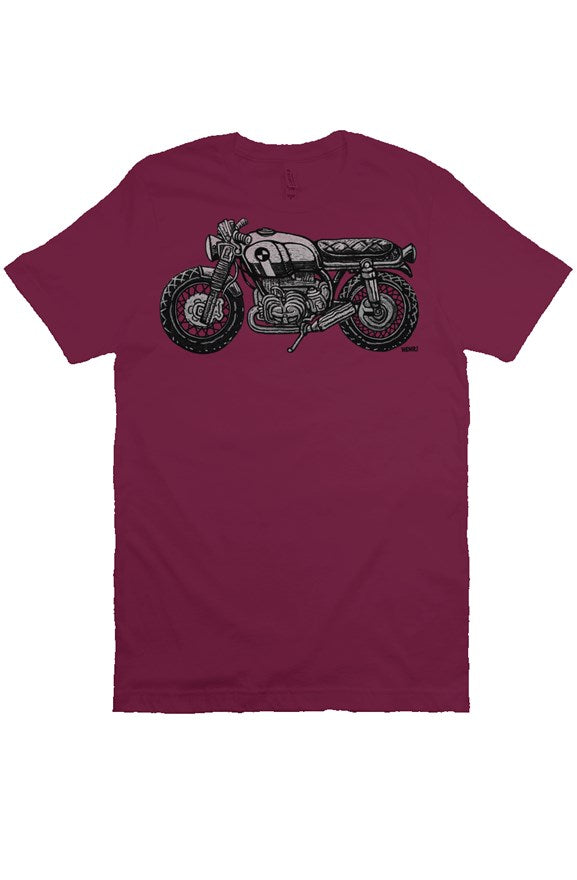 vintage bmw motorcycle drawing by henri on the chest of unisex short sleeve shirt