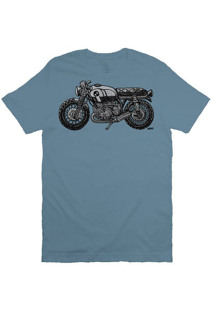 vintage bmw motorcycle drawing by henri on the chest of unisex short sleeve shirt