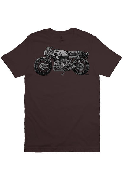 vintage bmw motorcycle drawing by henri on the chest of unisex short sleeve shirt