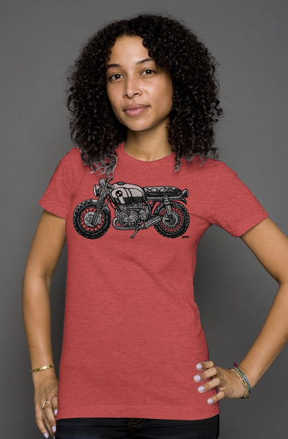 vintage bmw motorcycle drawing by henri on the chest of women's triblend short sleeve t-shirt