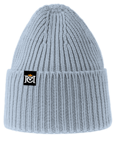 Premium ribbed beanie with Crown Moto logo tag sewn on top edge of cuff