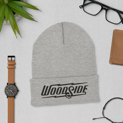 Embroidered Woodside Brand knit beanie