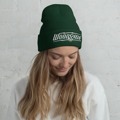 Embroidered Woodside Brand knit beanie